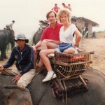 Saskia rides elephant in Burma